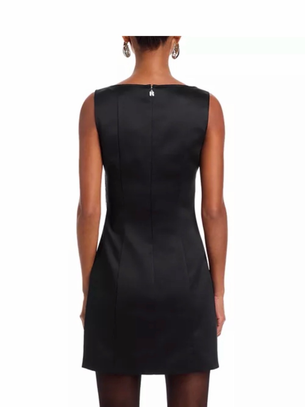Rotate Satin Floral-Appliqué Mini Dress — Black - Picture 4 of 8